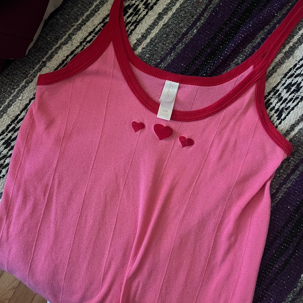 Pink Tank Top with Hearts